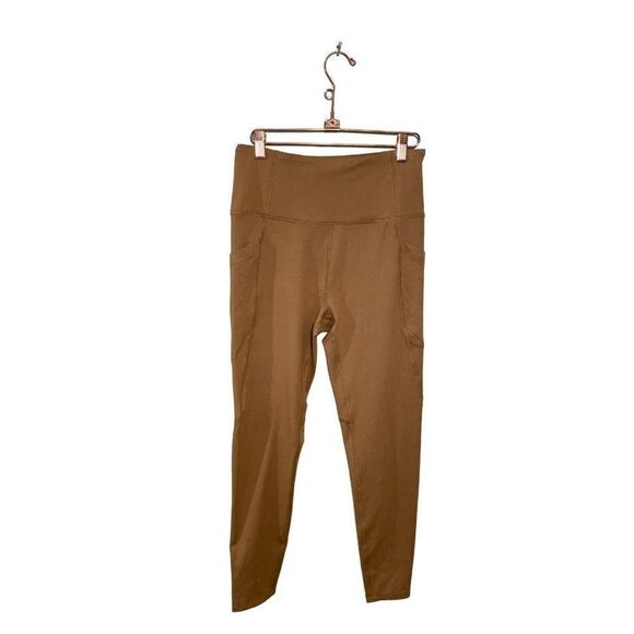 Core 10 High Rise Leggings Womens Medium Skinny Stash Pocket Tan‎ - Picture 1 of 5